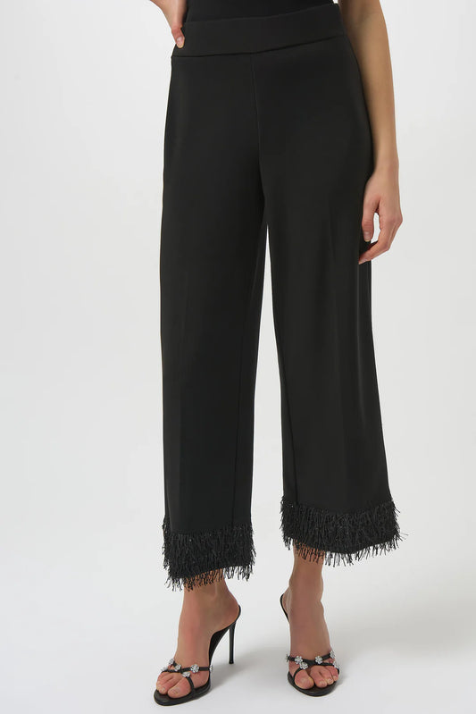 Decorative Fringe Hem Pant | Black