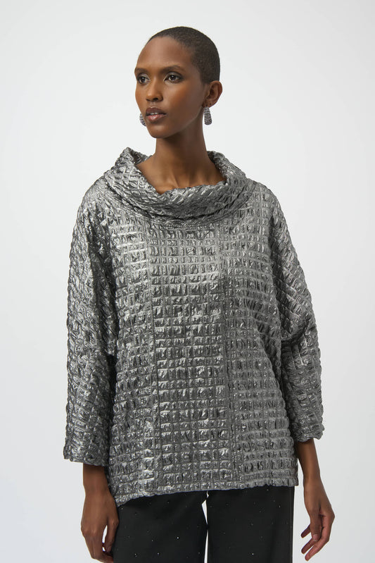 Metallic Cowl Neck Sweater |. Pewter