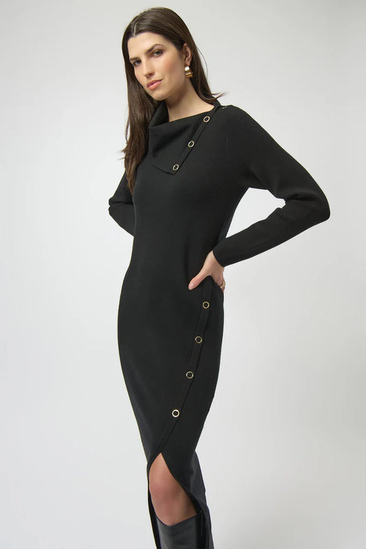 Midi Grommet Trim Dress | Black