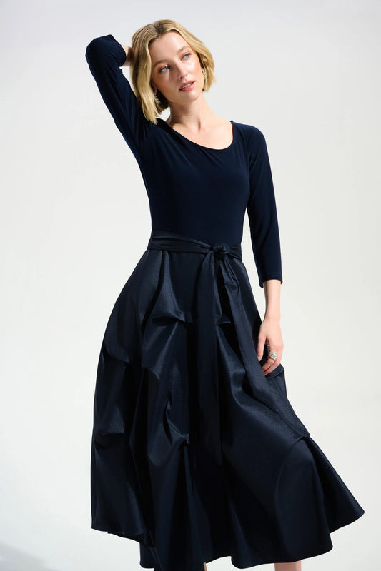 Taffeta Fit and Flare Dress | Midnight
