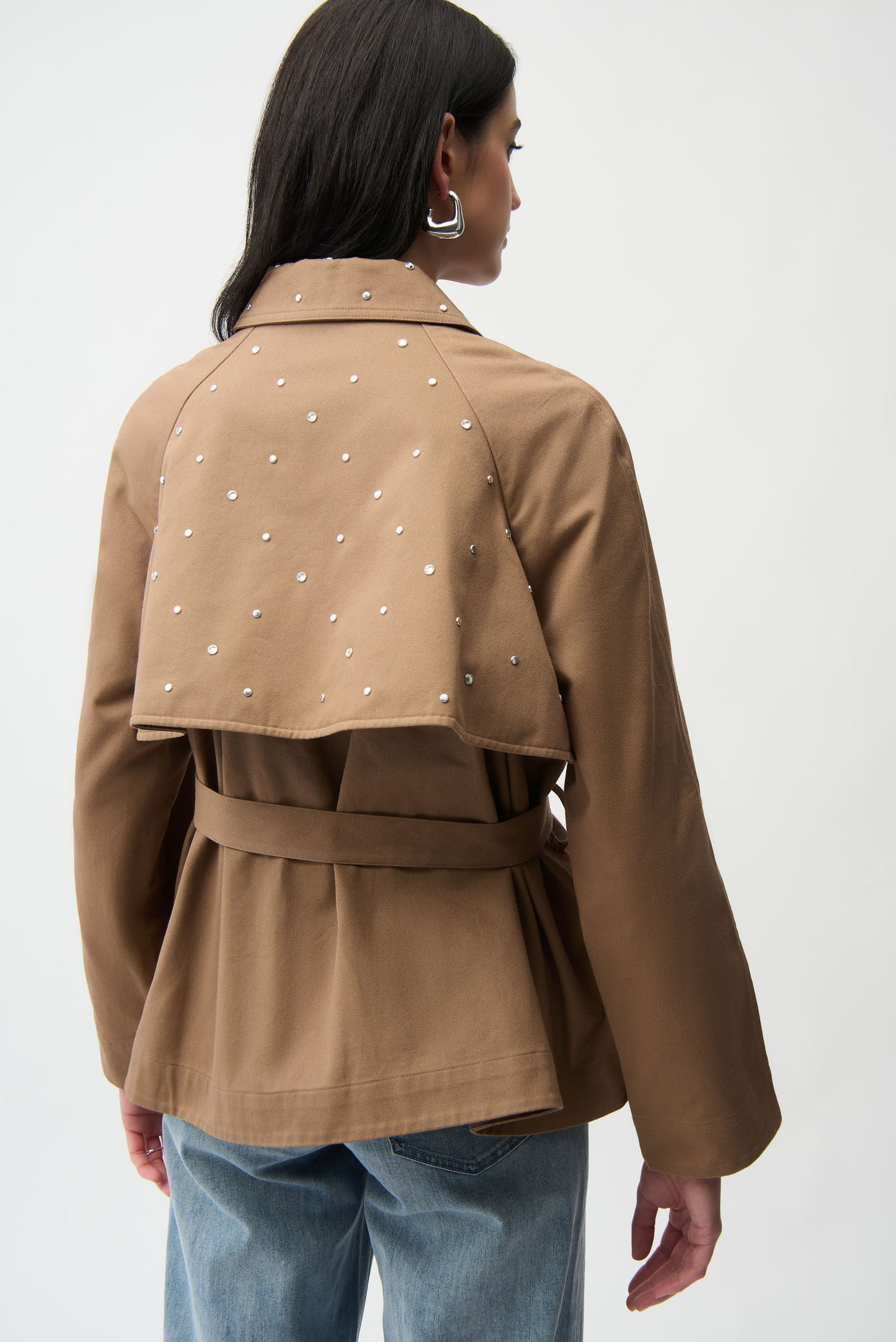 Short Trench with Belt and Rhinestones Detail | Tigers Eye