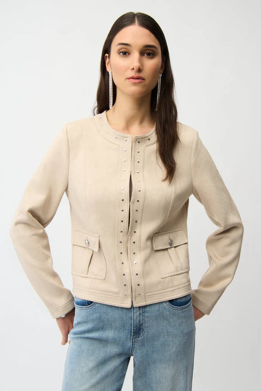 Jacket with Small Stud Trim | Parchment