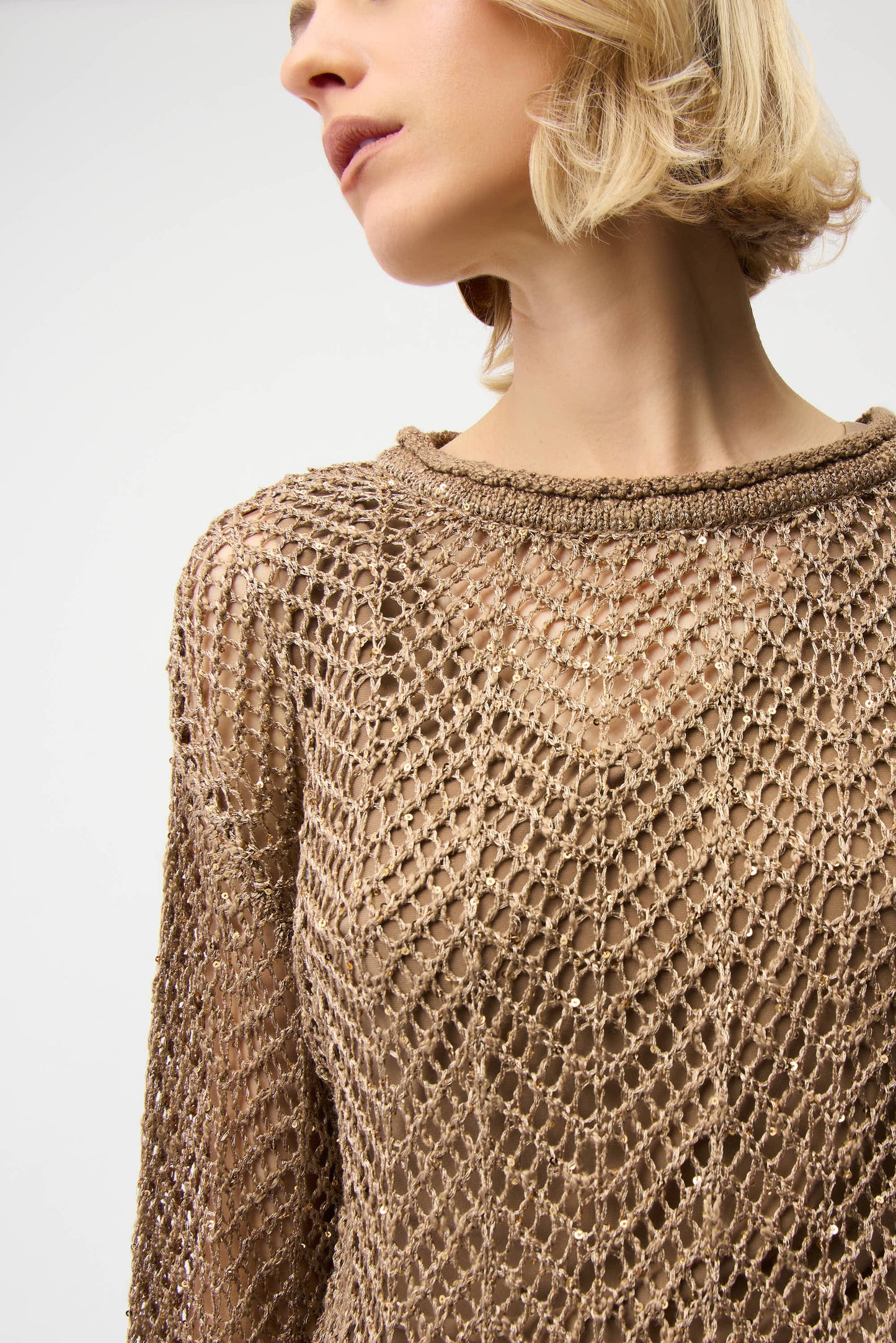 Sequins Yarn Chevron Print Sweater | Tiger's Eye