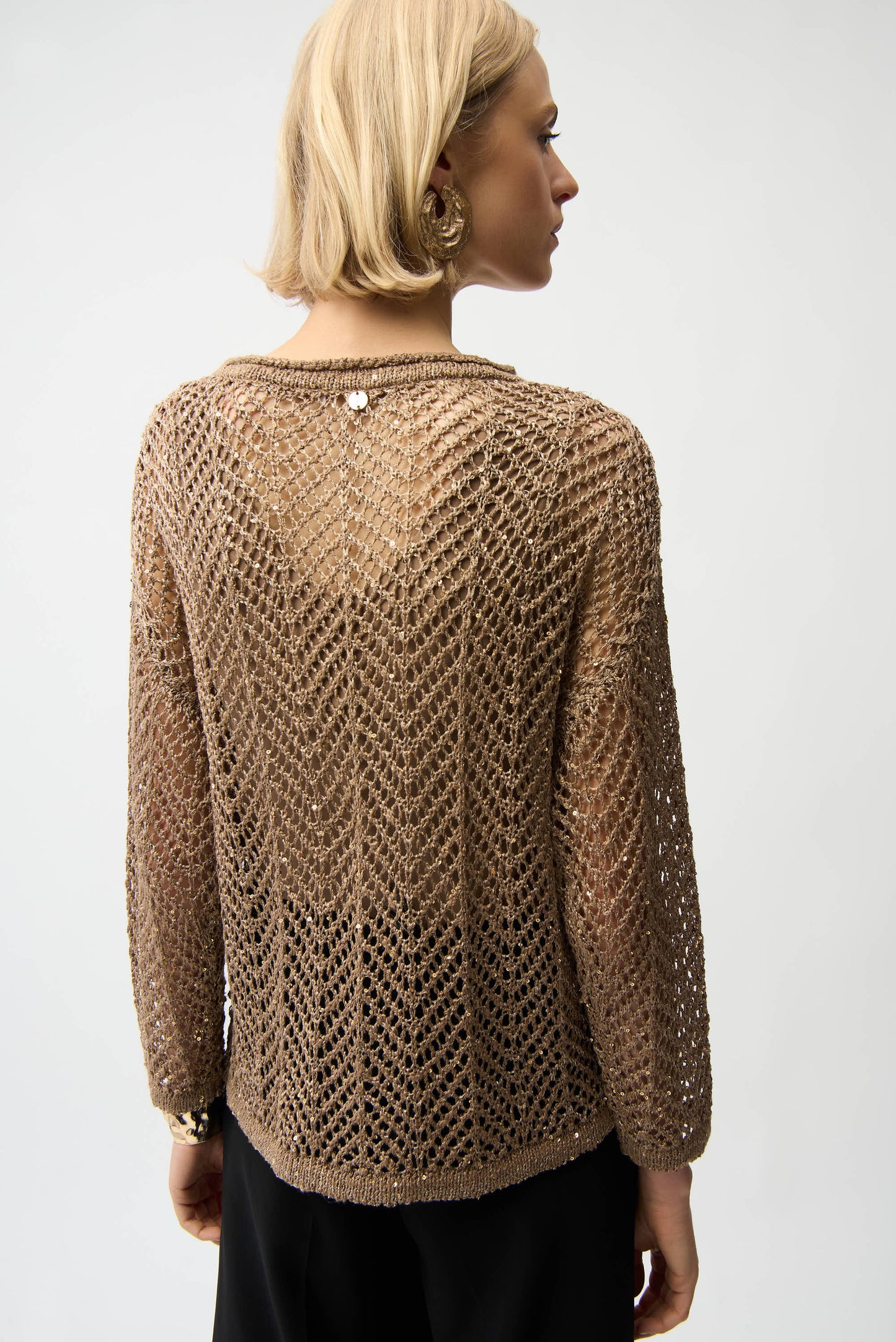 Sequins Yarn Chevron Print Sweater | Tiger's Eye
