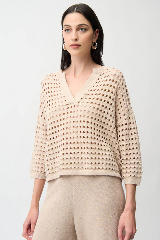 Open Stitch Boxy Sweater | Parchment