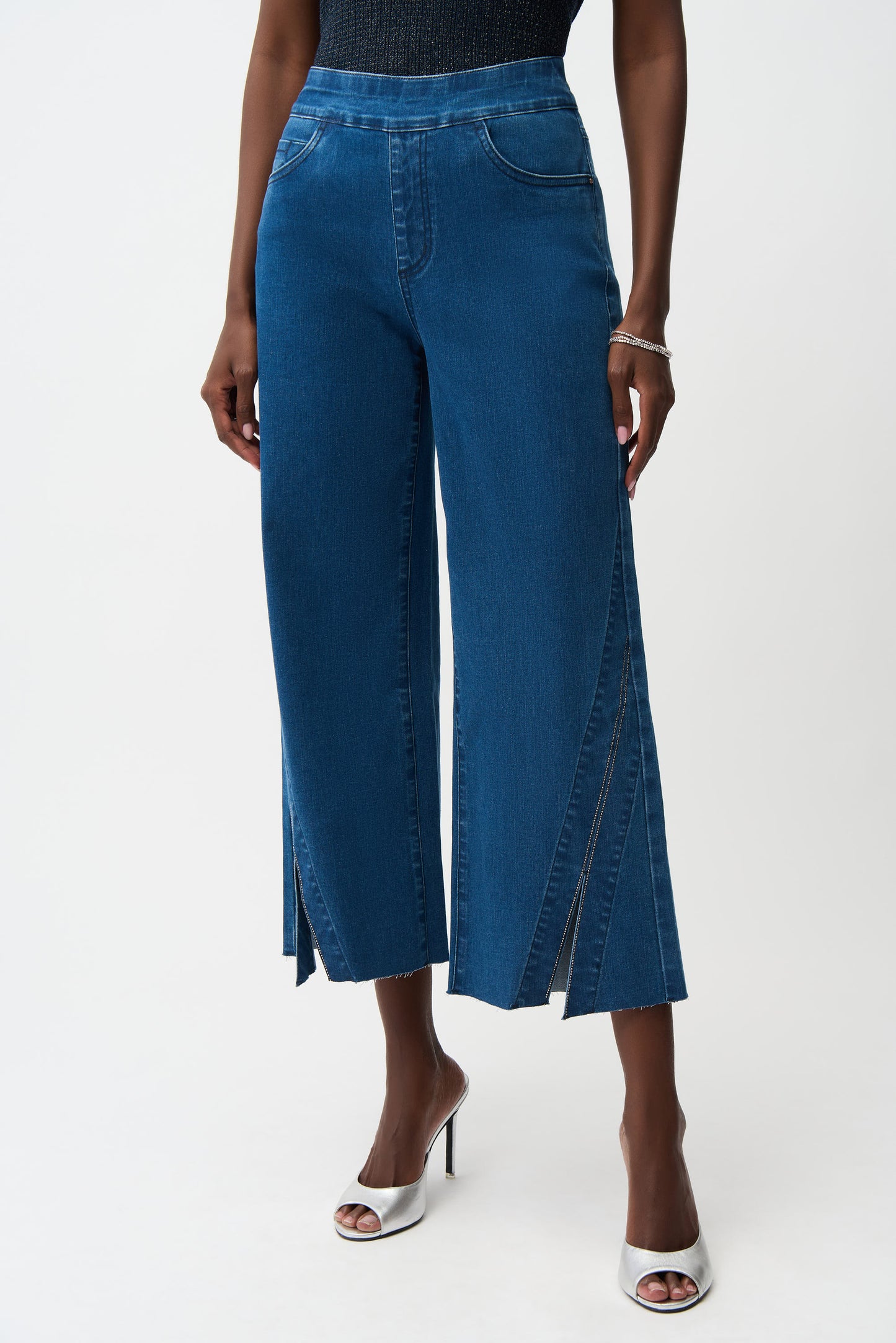 Cullotte Jean with Rhinestones | Denim Medium Blue