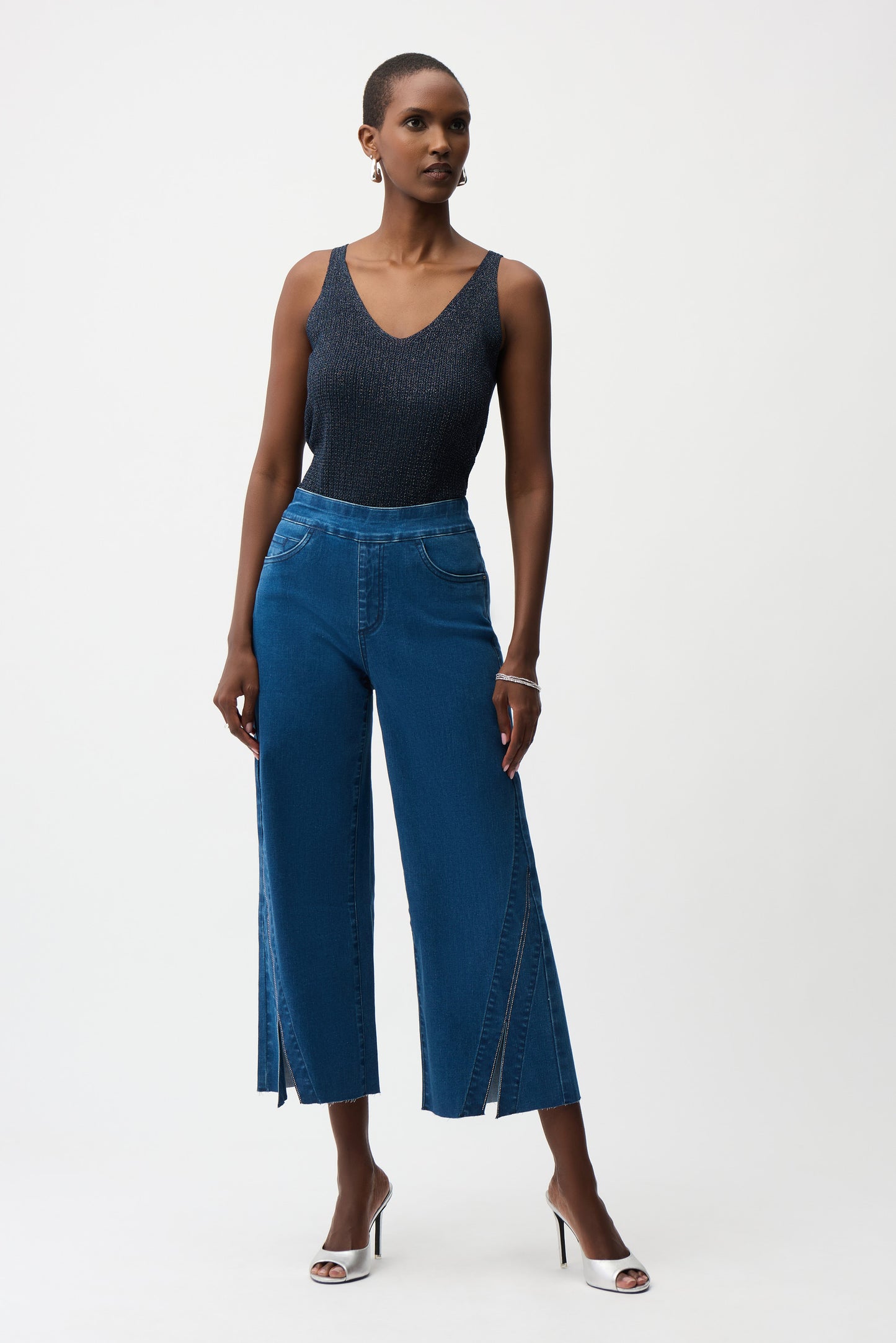 Cullotte Jean with Rhinestones | Denim Medium Blue