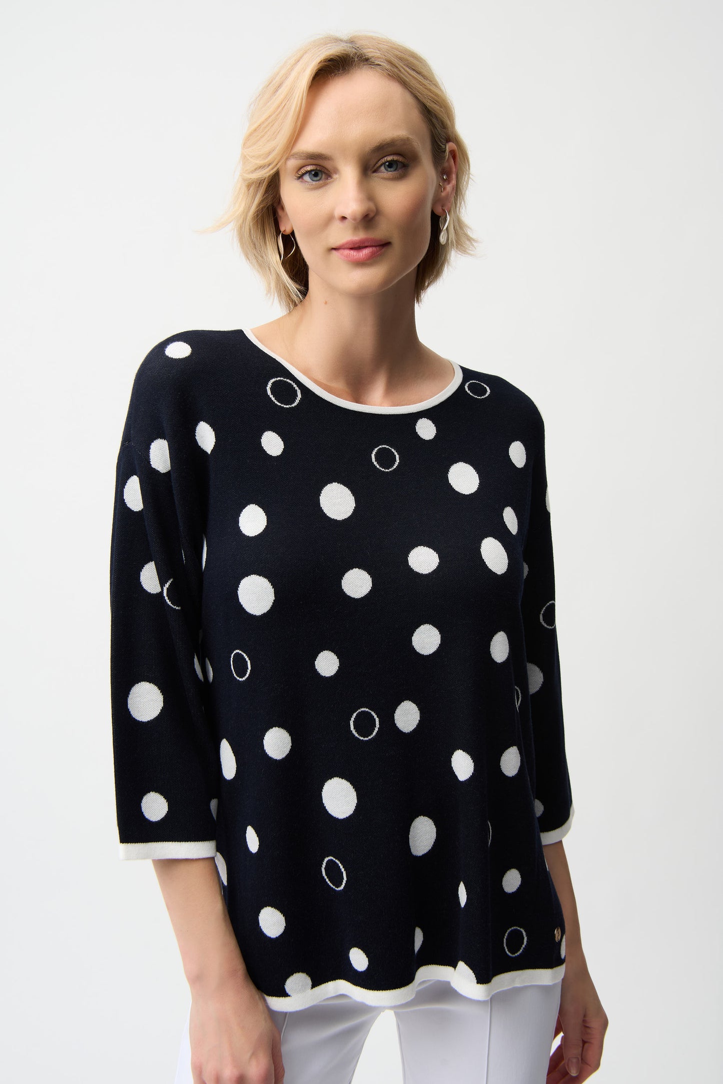 Polka Dot Print Relaxed Fit Sweater | Midnight Blue/Vanilla