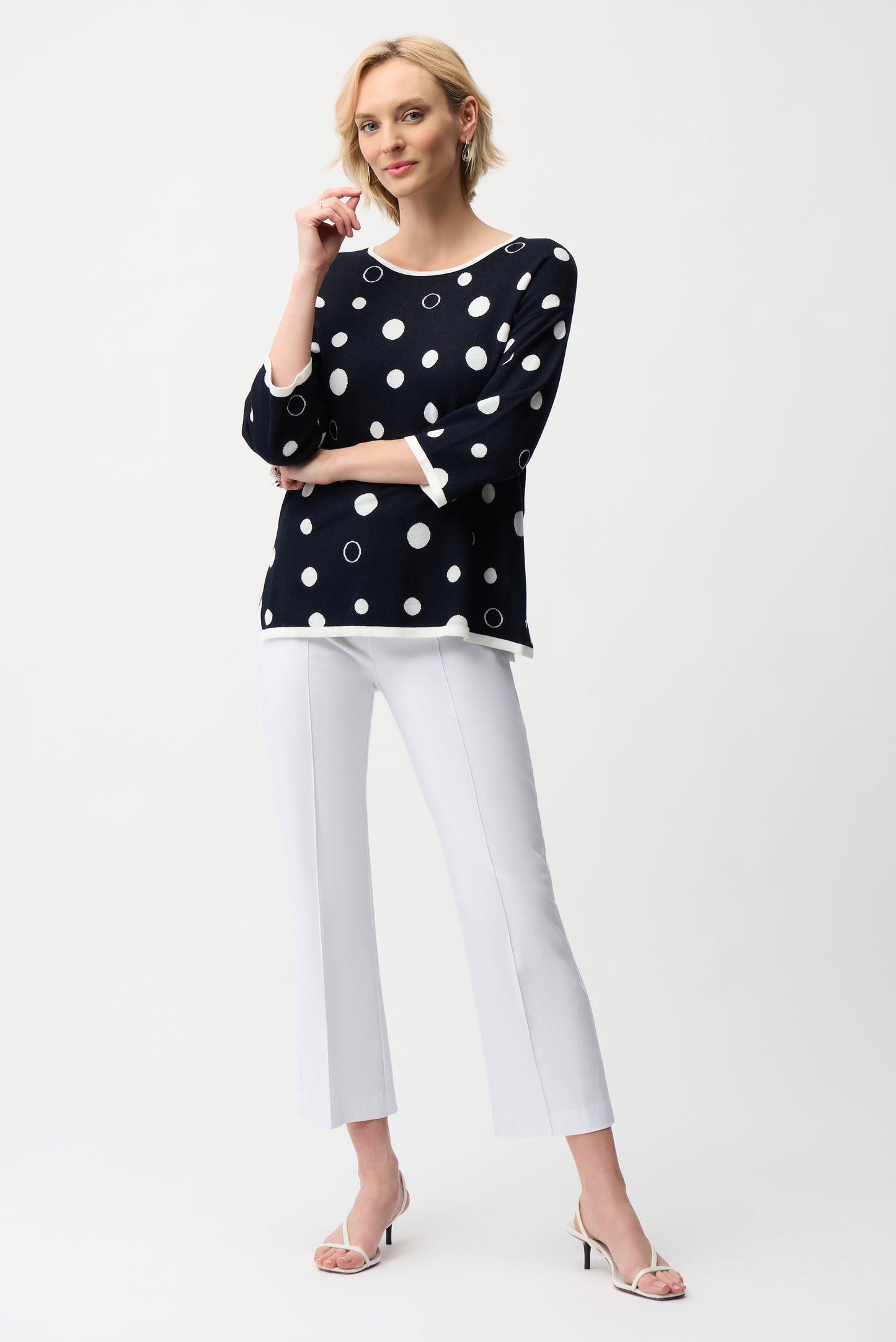 Polka Dot Print Relaxed Fit Sweater | Midnight Blue/Vanilla