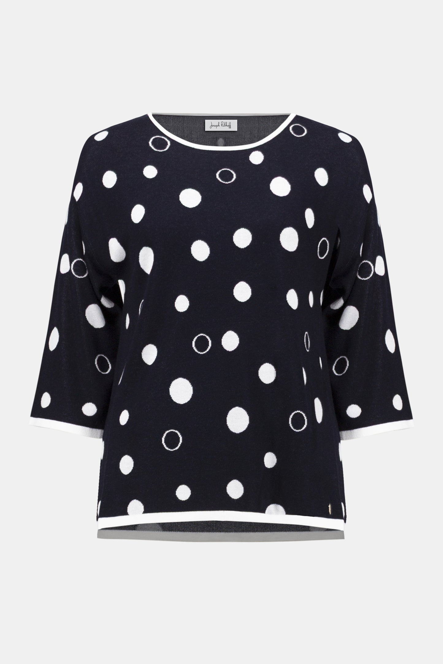Polka Dot Print Relaxed Fit Sweater | Midnight Blue/Vanilla