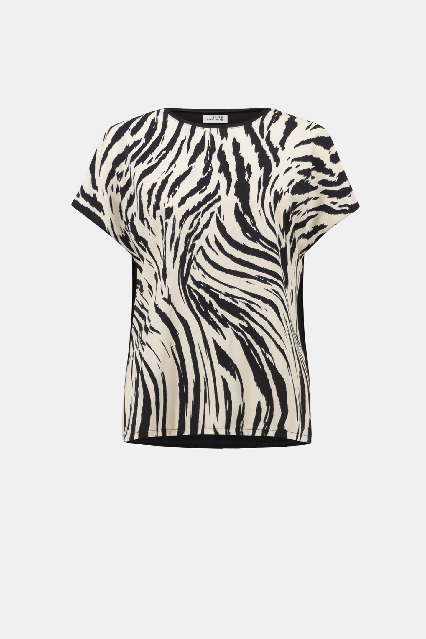 Recycled Woven Silky Knit Top | Beige/Black Animal