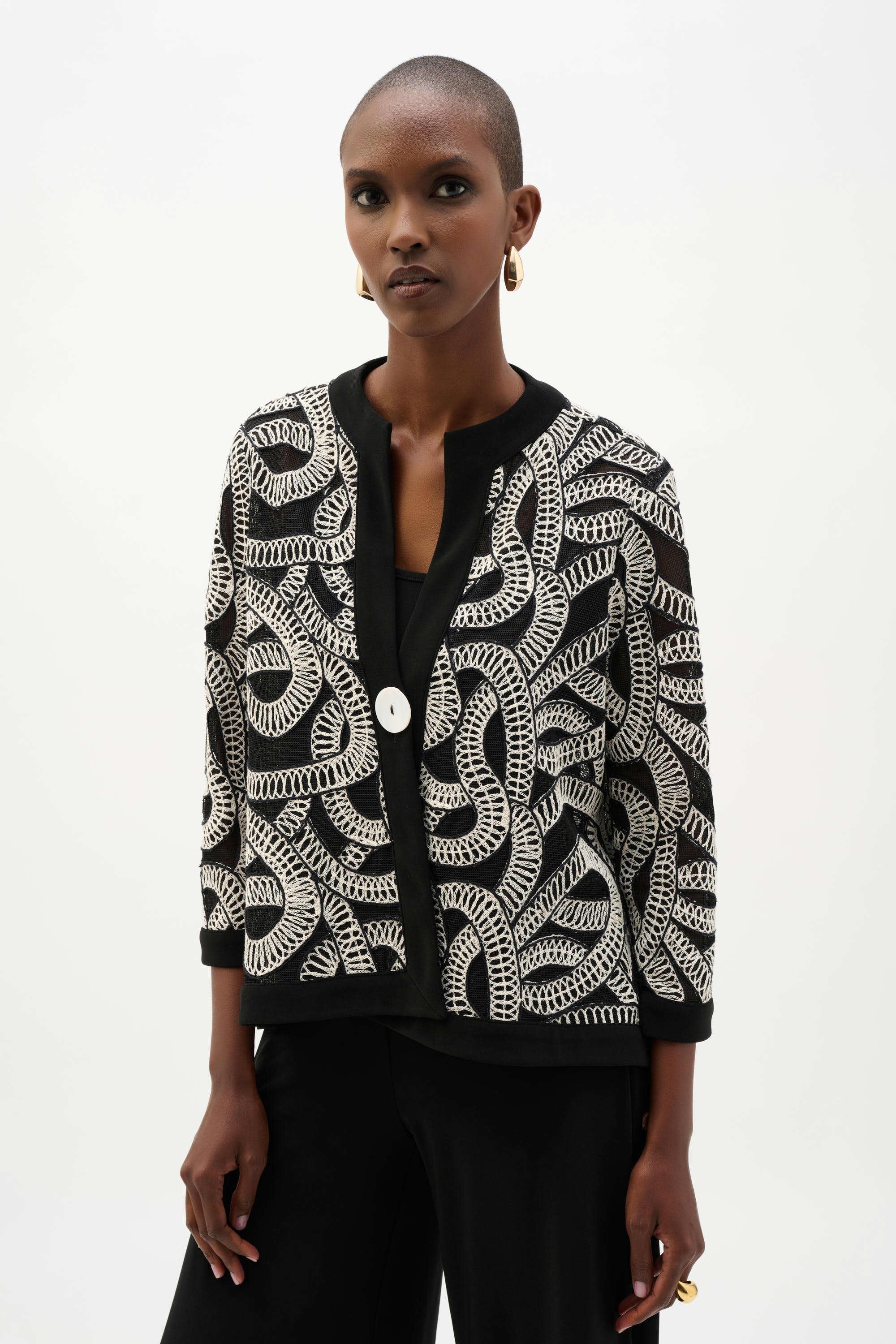 Abstract Novelty Mesh Jacket | Black White – Shop 12 Bendigo