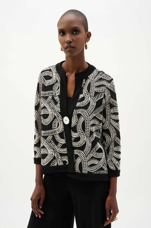 Abstract Novelty Mesh Jacket | Black White