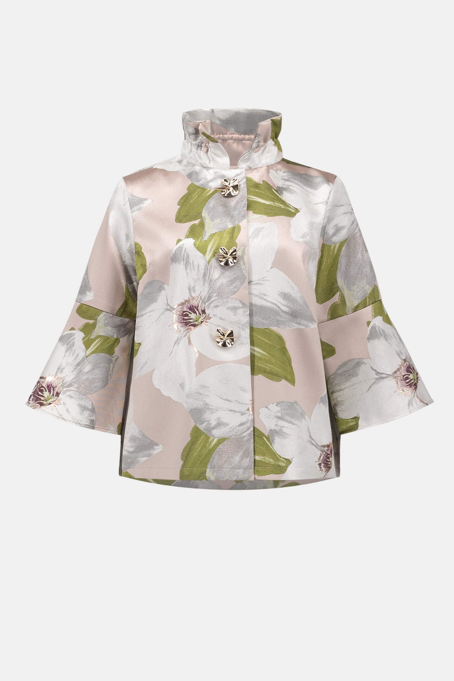 Floral Jacquard Trapeze Jacket | Dusty Pink
