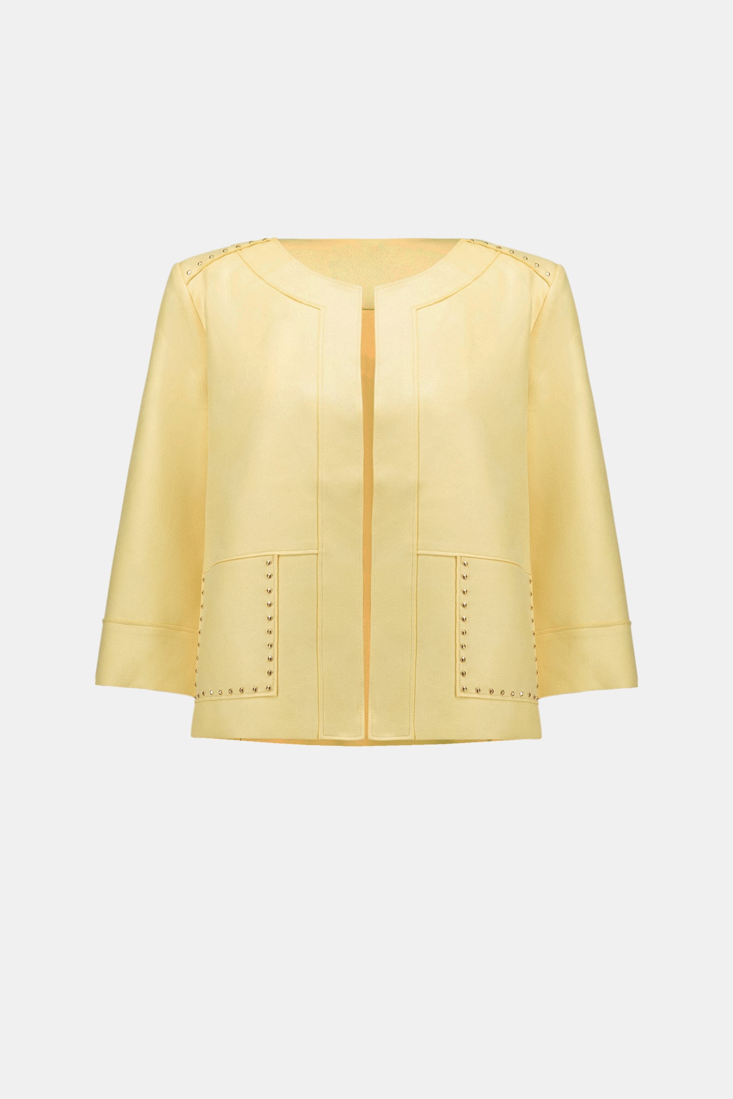 Foiled Scuba Suede Boxy Jacket With Stud Details | Mellow Yellow