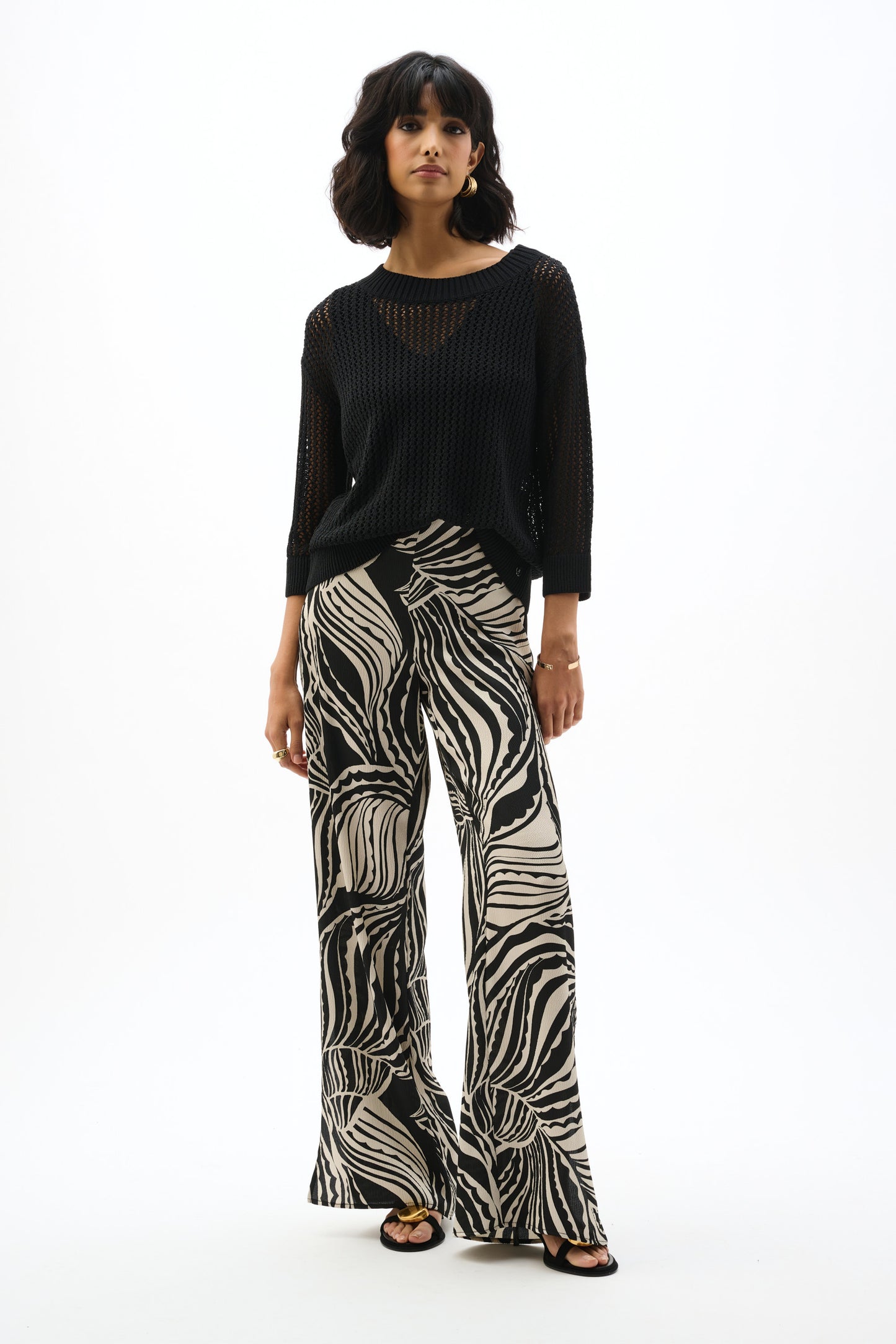 Acrylic Blend Open Stitch Sweater | Black