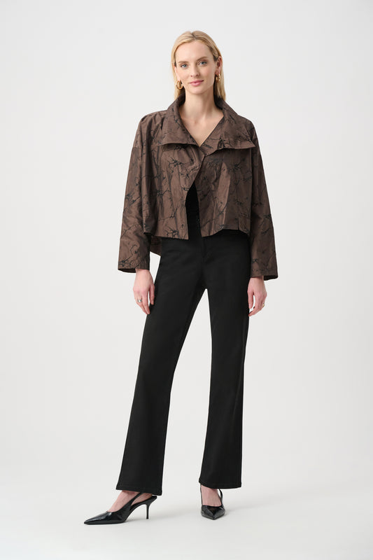 Jacquard Memory Asymmetrical Jacket | Brown Black