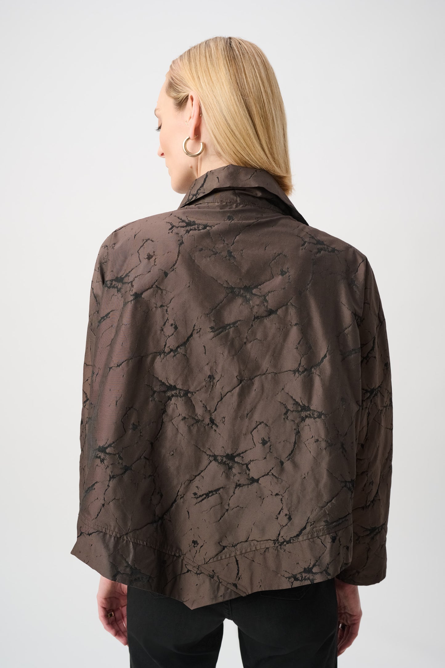 Jacquard Memory Asymmetrical Jacket | Brown Black