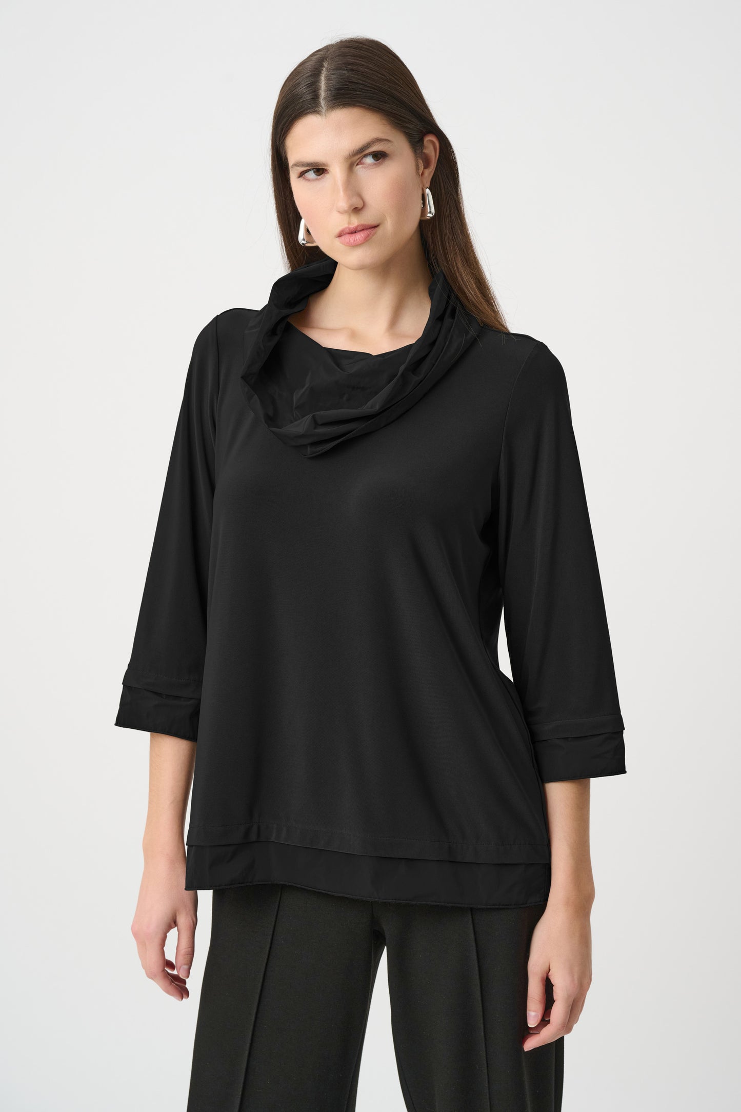 Cowl Neck Top Memory Trim | Black