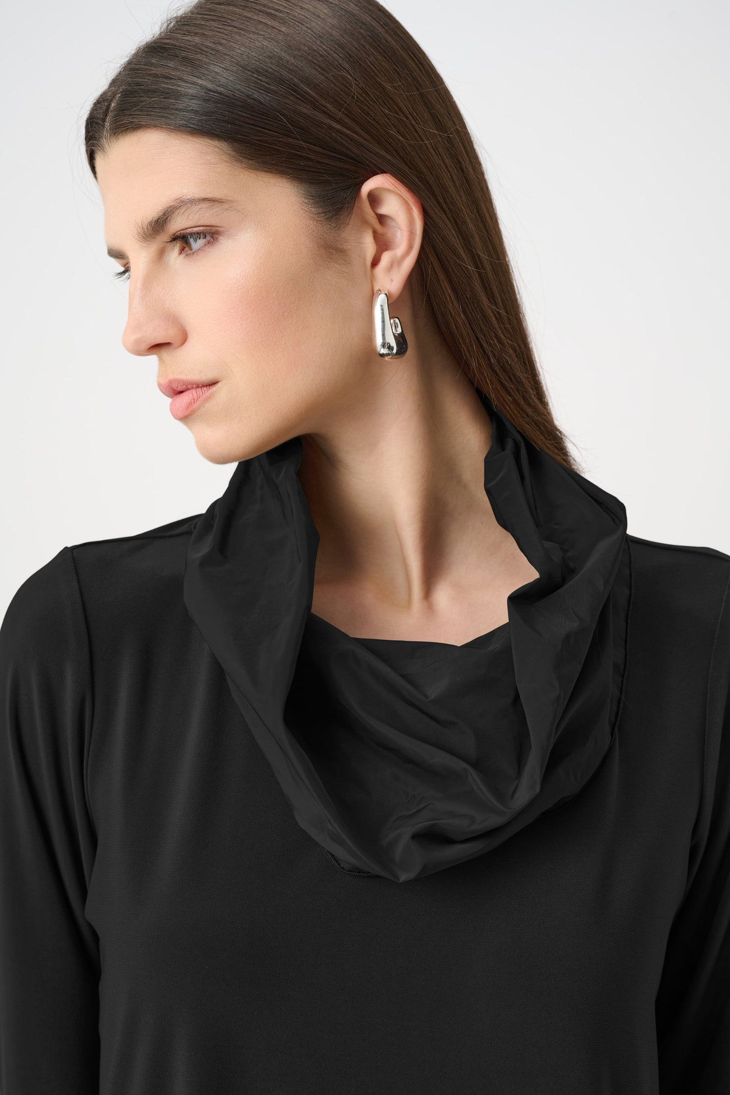 Cowl Neck Top Memory Trim | Black