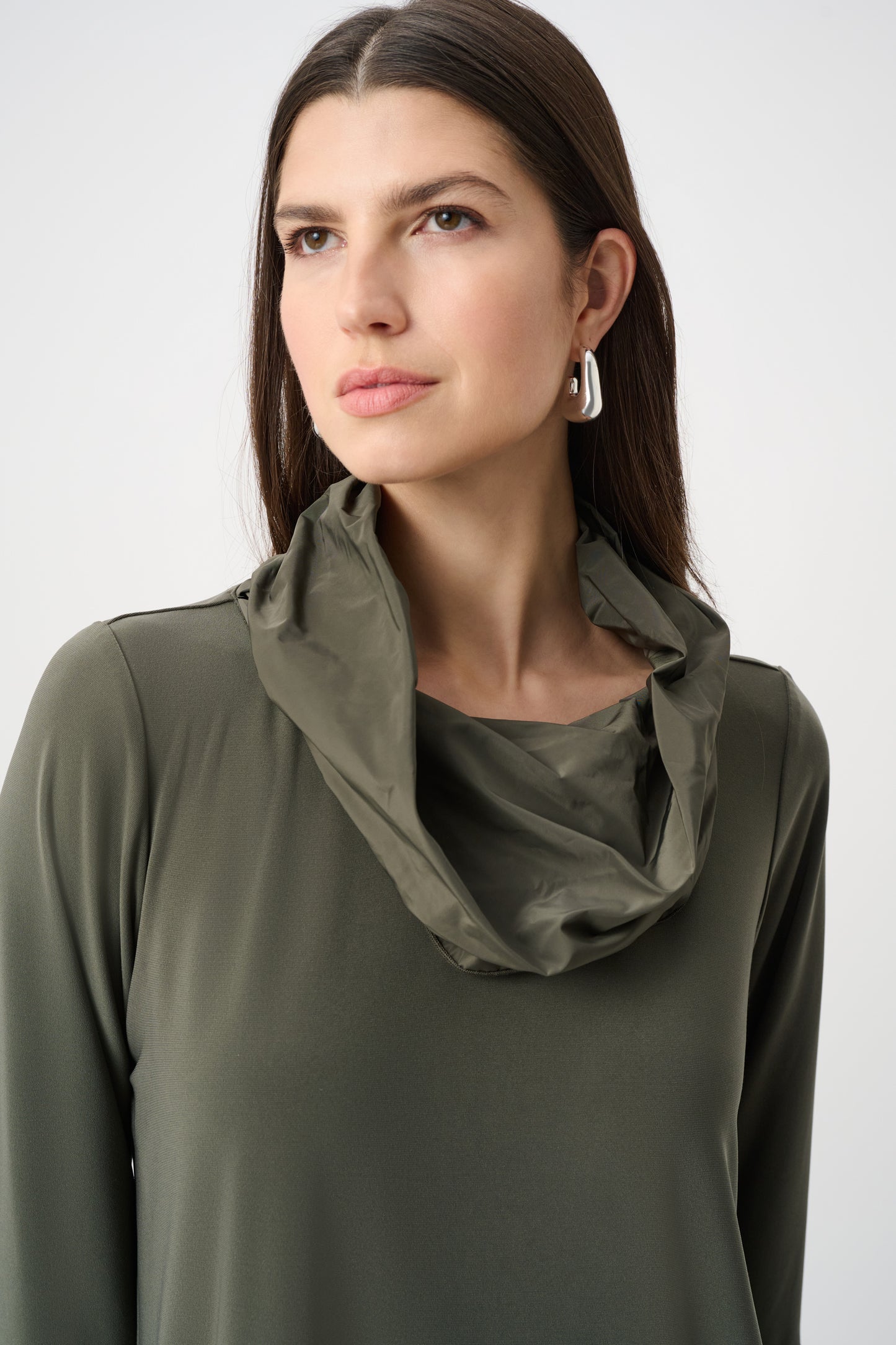 Cowl Neck Top with Memory Trim | Avocado