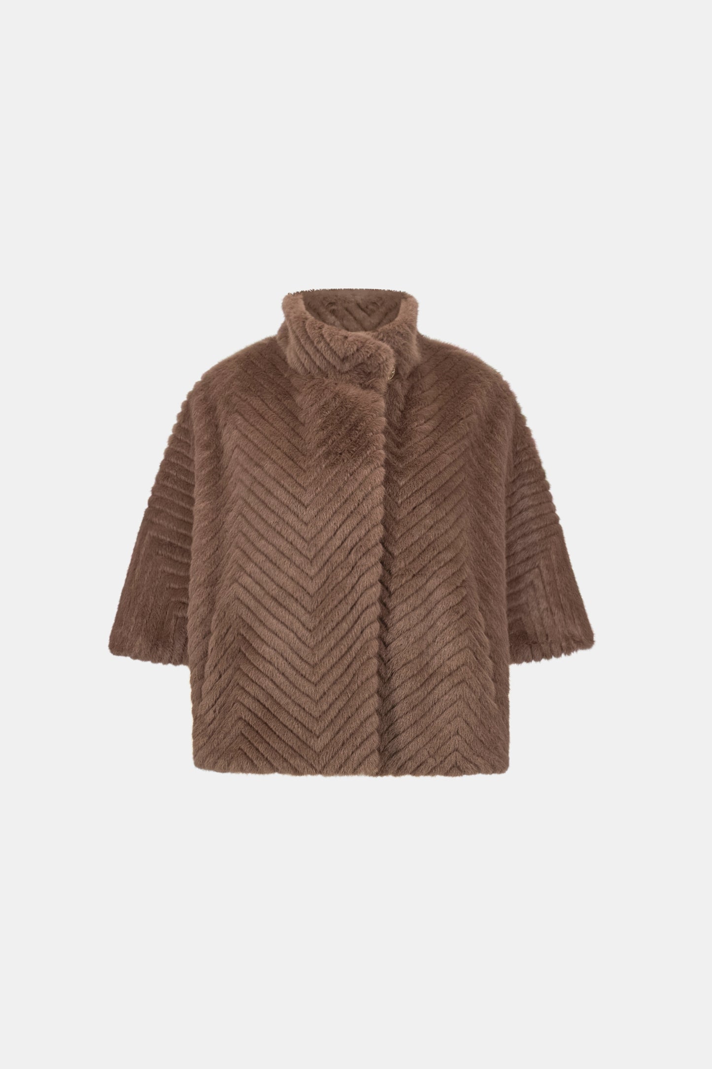 Short Shevron Faux Fur Cape | Mink