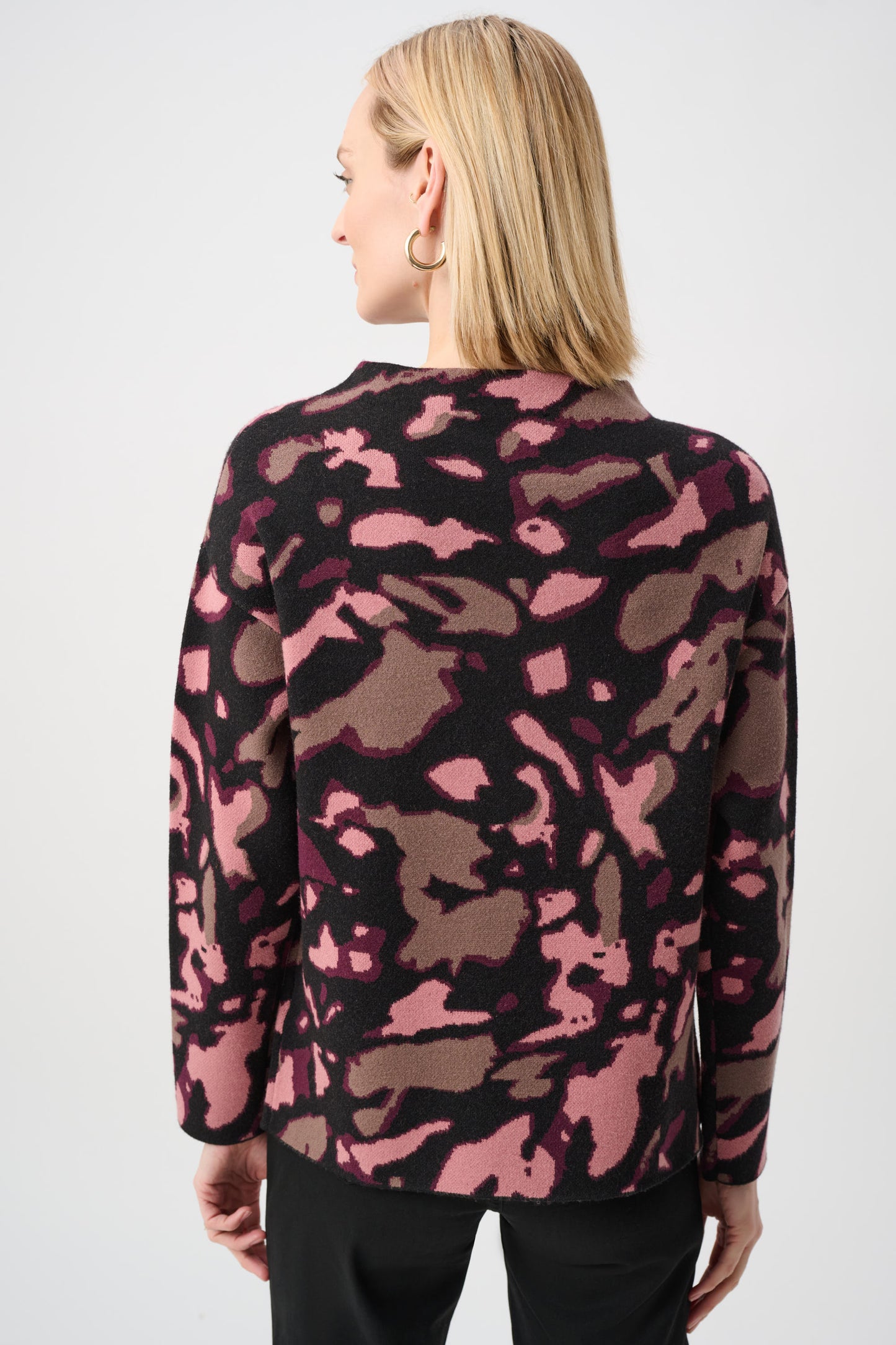 Jacquard Sweater with Rhinestone trim | Black