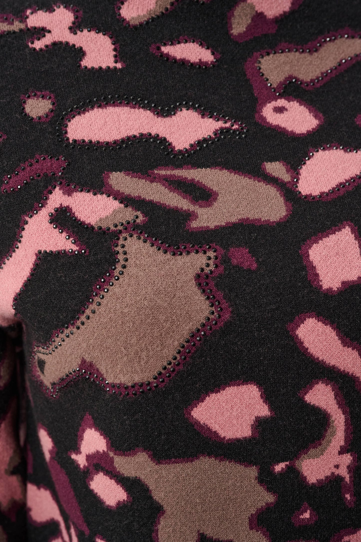 Jacquard Sweater with Rhinestone trim | Black