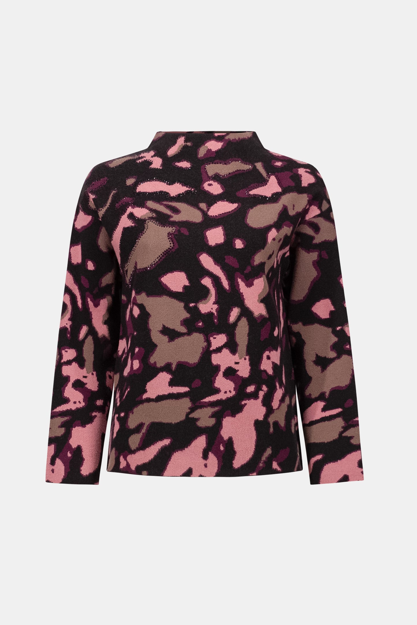Jacquard Sweater with Rhinestone trim | Black