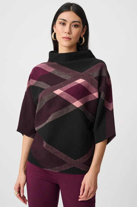 Funnel Neck Sweater | Black Merlot