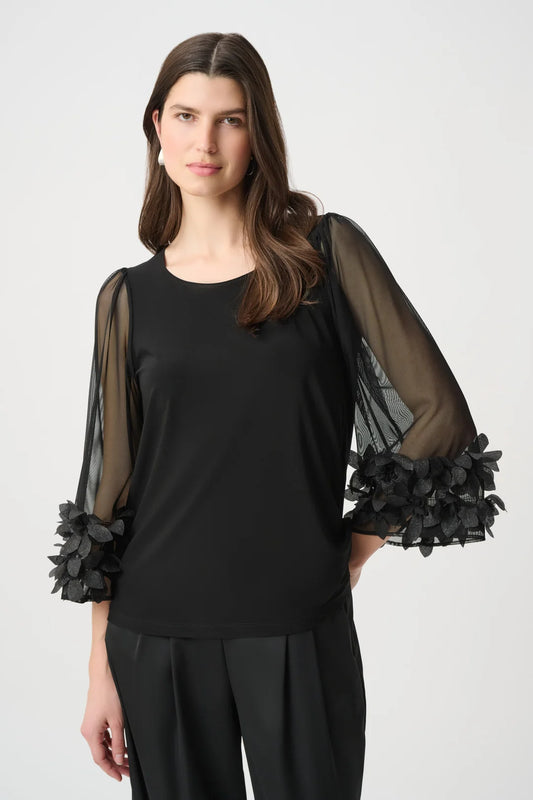 Embellished Bell Sleeve Tunic | Black
