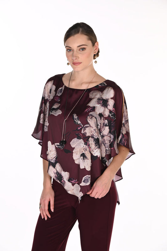 Overlay Top |  Black/Cherry/Beige