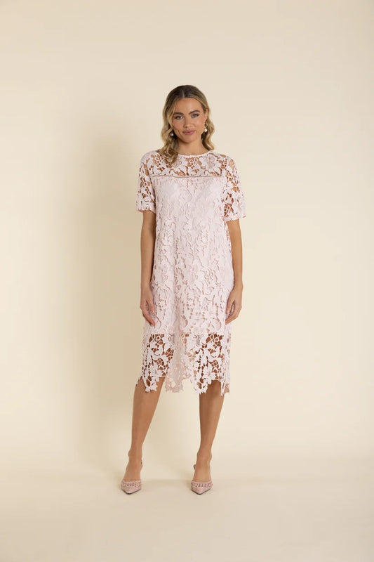 Guipure Lace Dress | Ice Pink