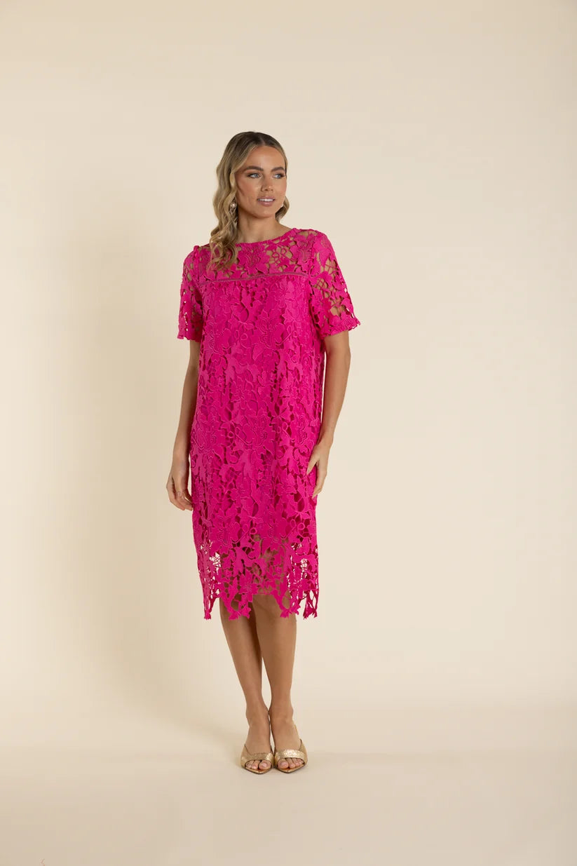 Guipure Lace Dress | Raspberry