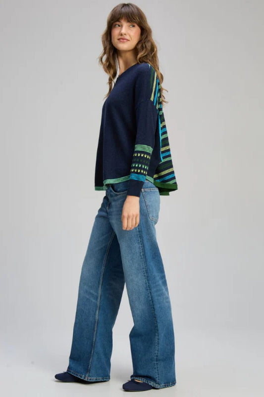 Textured Swing Jumper | Dark Denim
