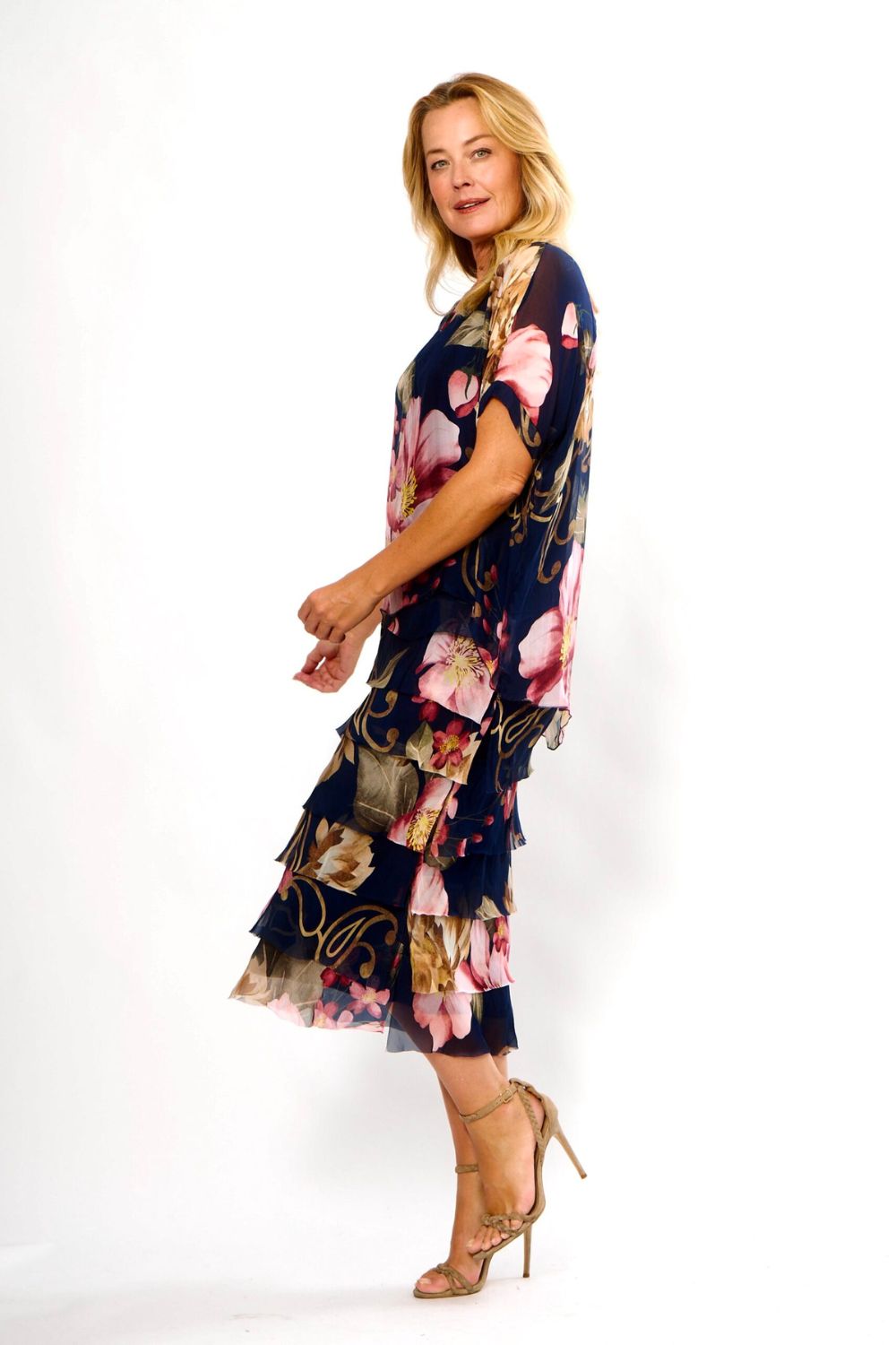 Layered Dress | Navy/Pink Floral