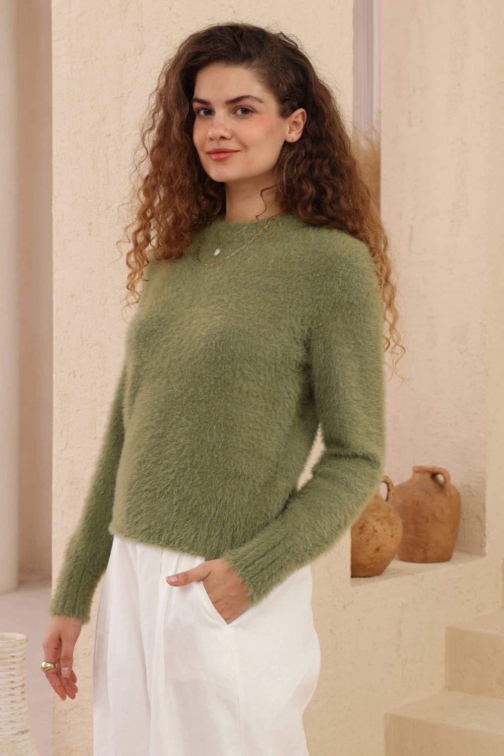 Halo Plush Knit | Soft Khaki