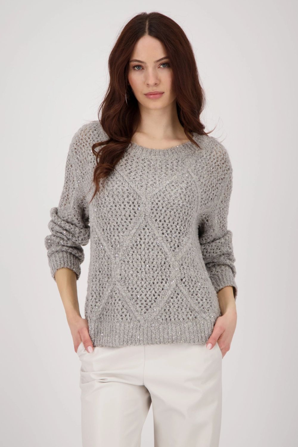 Open Weave Sequin Jumper | Grey