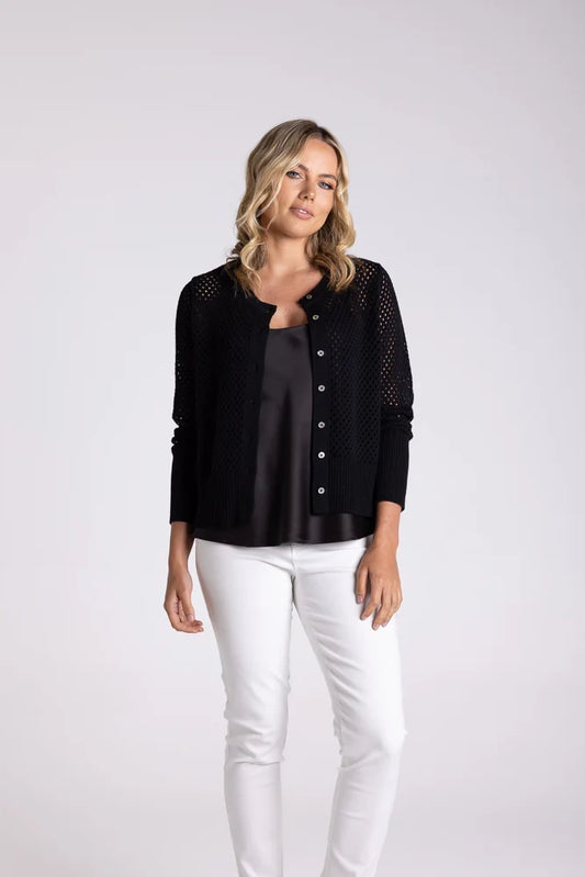 Pointelle Cardigan | Black