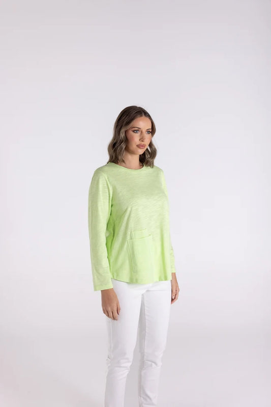 7/8 Sleeve Pocket Tee | Lime