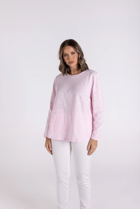 7/8 Sleeve Pocket Tee | Pink