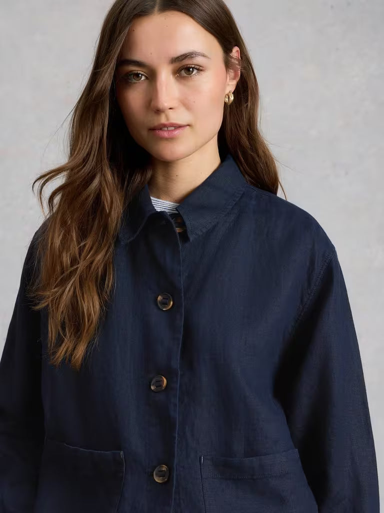 Isabel Linen Jacket |  Navy