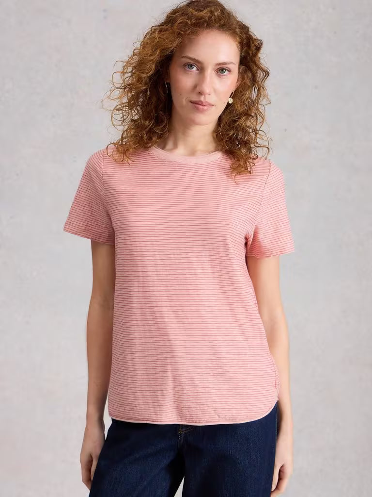 Clara Texture Short Sleeve Tee | Mid Pink