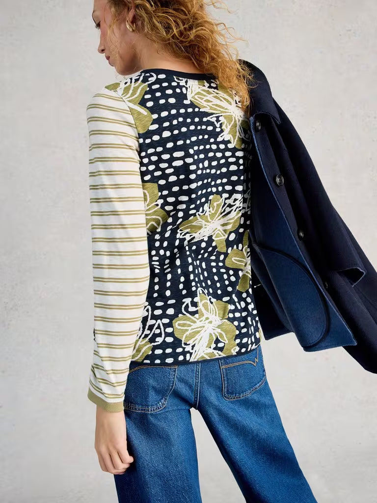 Clara Long Sleeve Tee | Green Print