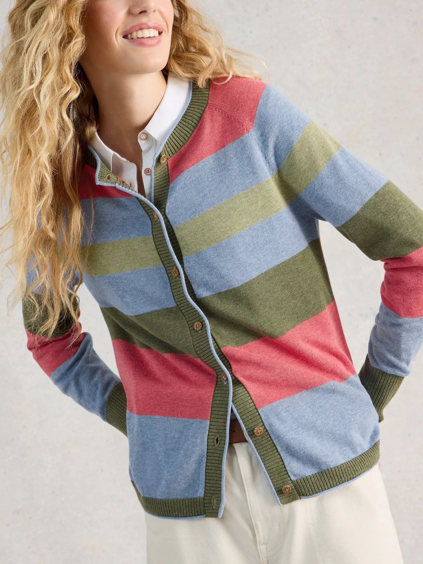 Lulu Stripe Cardi | Green Multi
