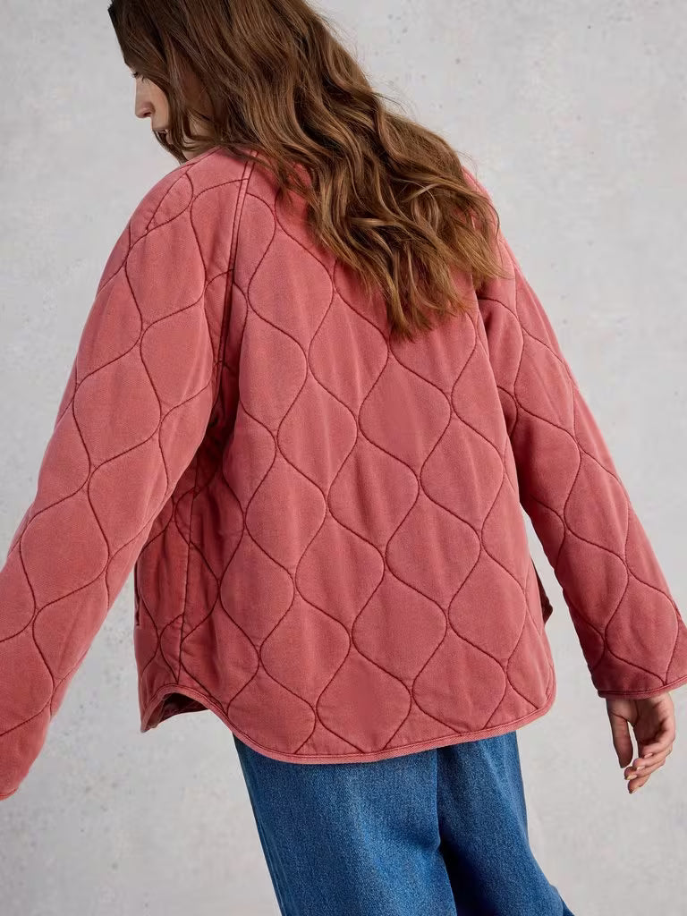 Anya Jersey Quilted Jacket | Mid Pink