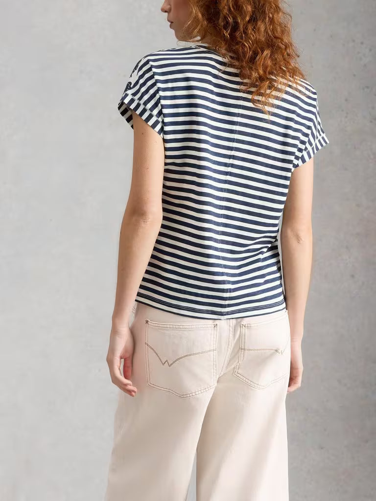 Nelly Notch Neck Tee | Navy Multi