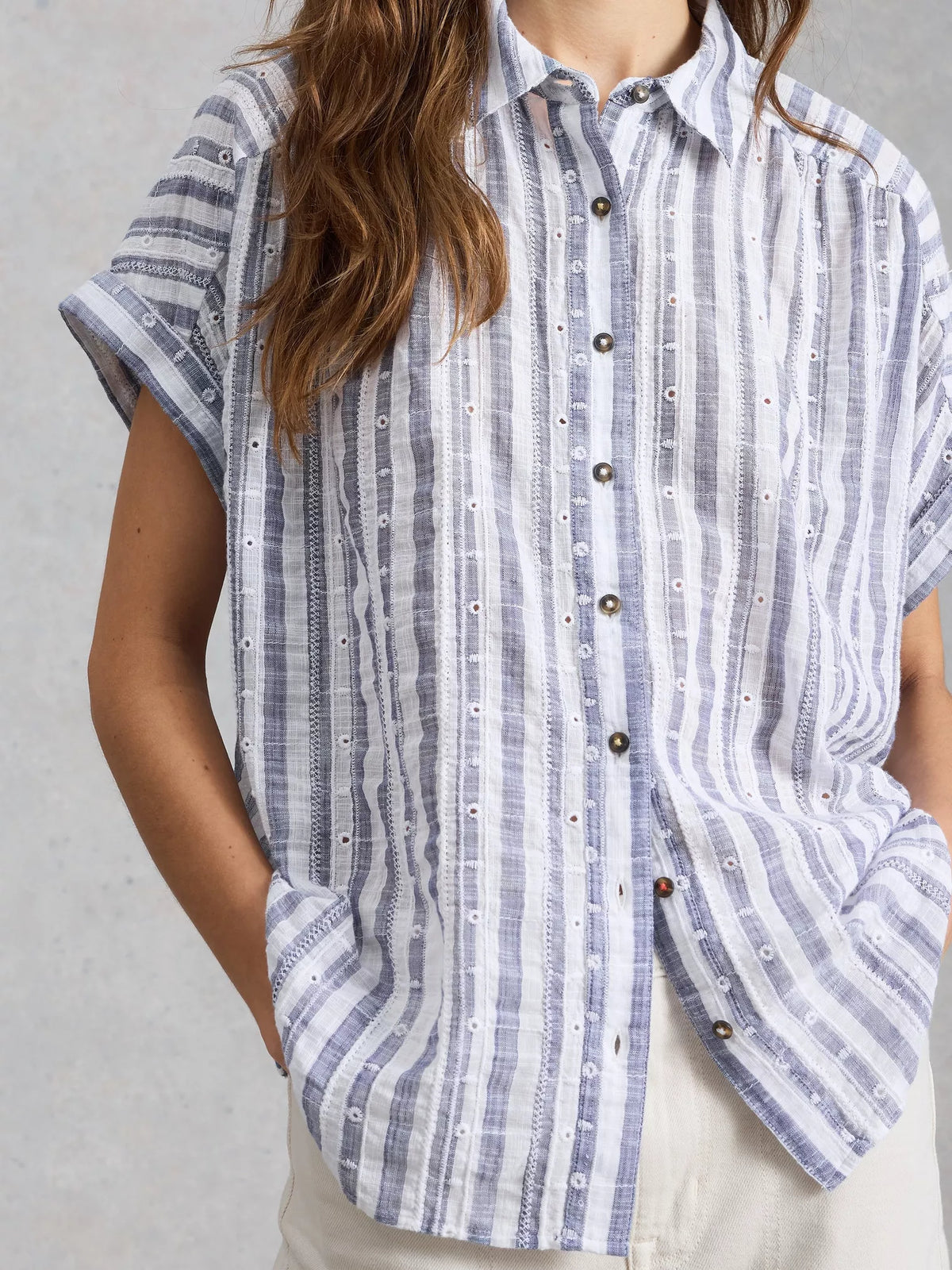Orla Button Through Shirt | Blue Multi