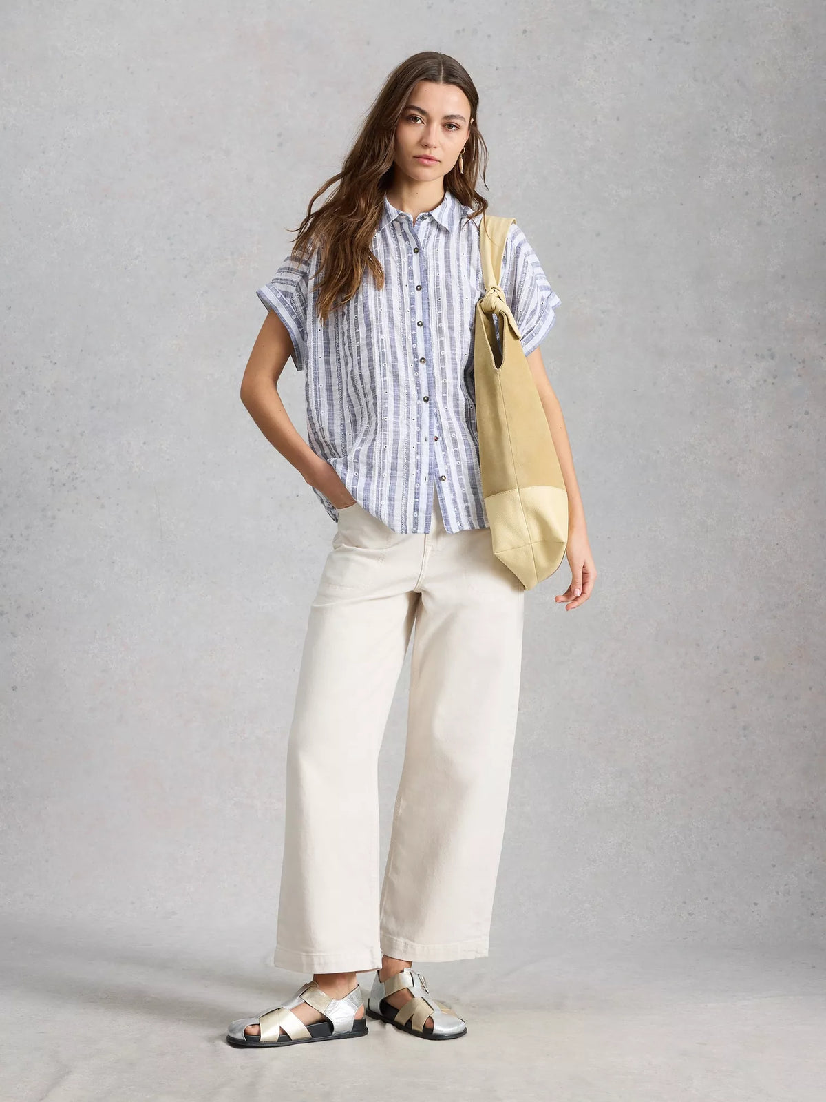 Orla Button Through Shirt | Blue Multi