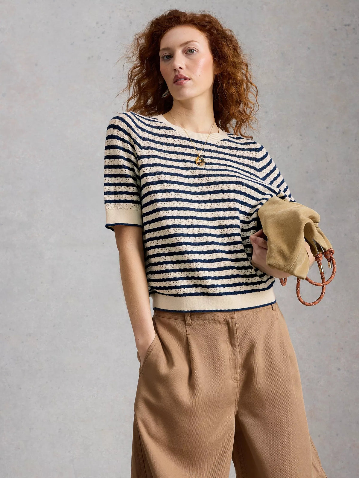 Holly Pointelle Tee | Ivory Multi